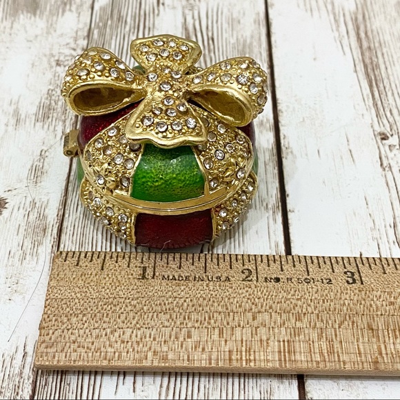 Cotillion Curio Jeweled Enamel Metal Trinket Box - Picture 7 of 13